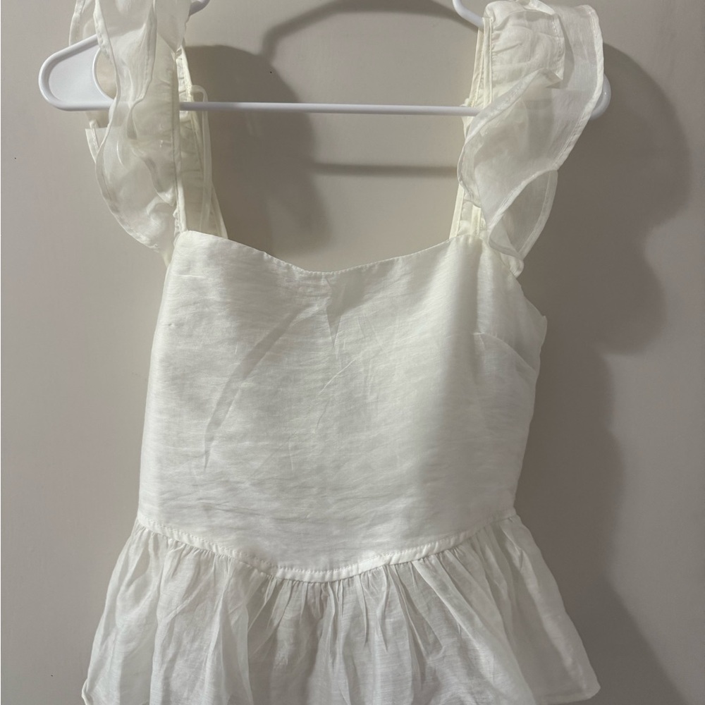 White Ruffled Sleeveless Top